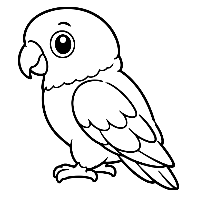 Parrot Facing Left With Eyebrow Line And Layered Wing — free animal SVG cut file