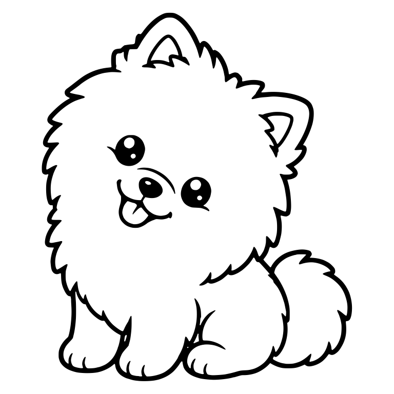 Pomeranian Sitting Sideways with Head Tilted and Tongue Out — free animal SVG cut file