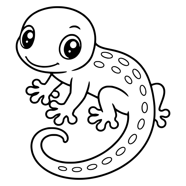 Curled Gecko With Dotted Back And Spiral Tail — free animal SVG cut file