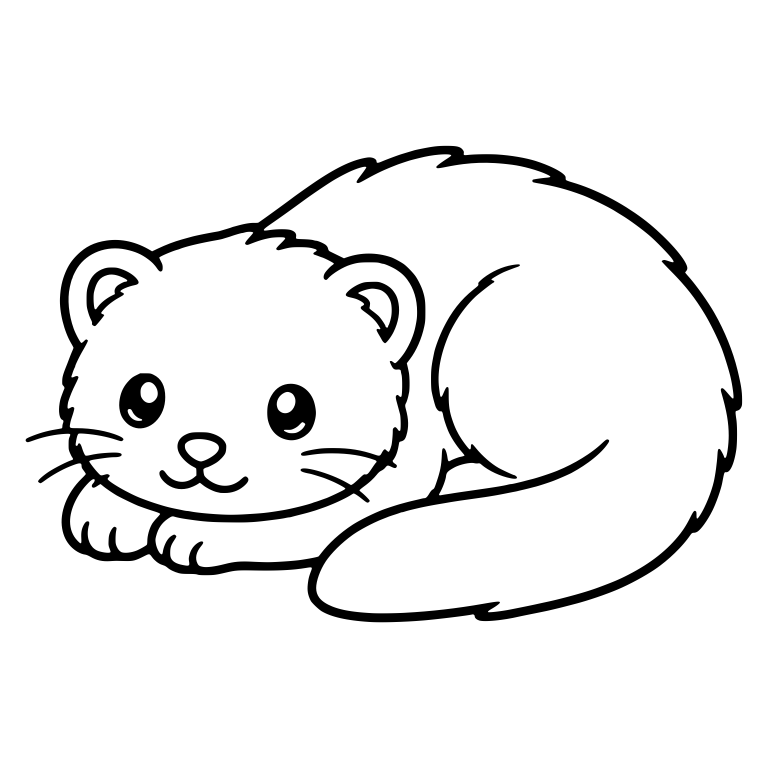 Kawaii Ferret Curled Up Resting With Paws Crossed — free animal SVG cut file