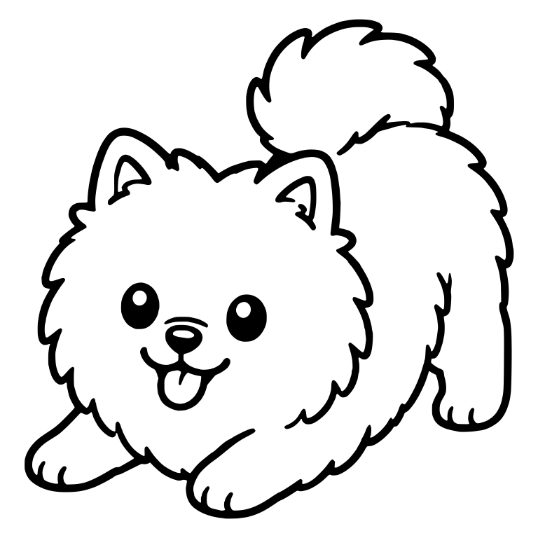 Pomeranian Play Bow With Tail Raised and Tongue Out — free animal SVG cut file