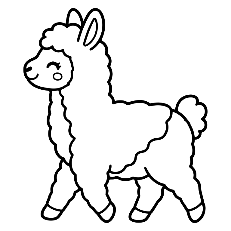 Walking Llama Profile With Blush and Wool Patches — free animal SVG cut file