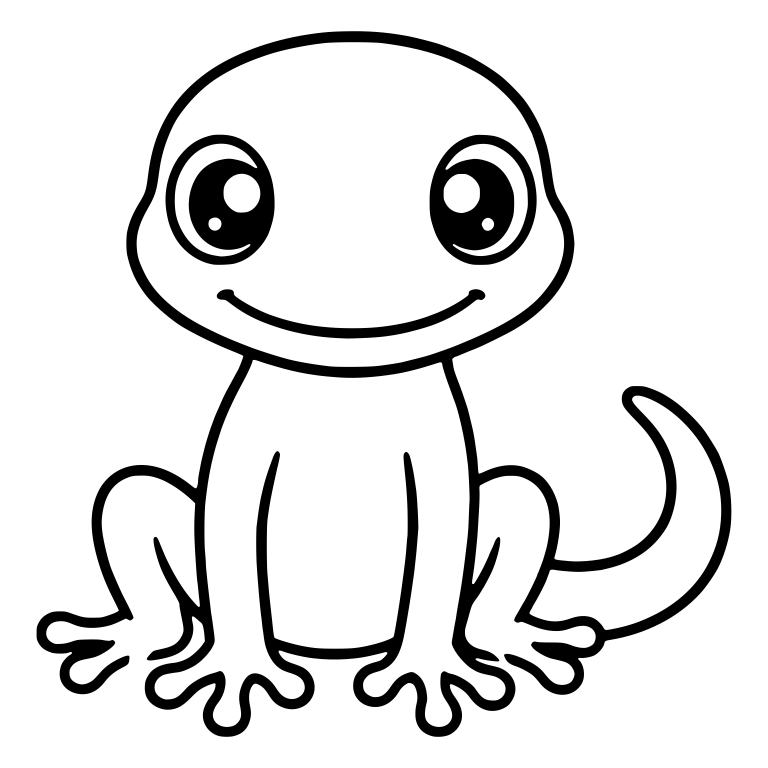 Sitting Gecko with Wide Smile and Short Curved Tail — free animal SVG cut file