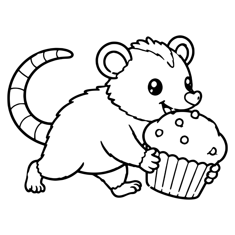 Opossum Running Off With a Big Muffin — free animal SVG cut file