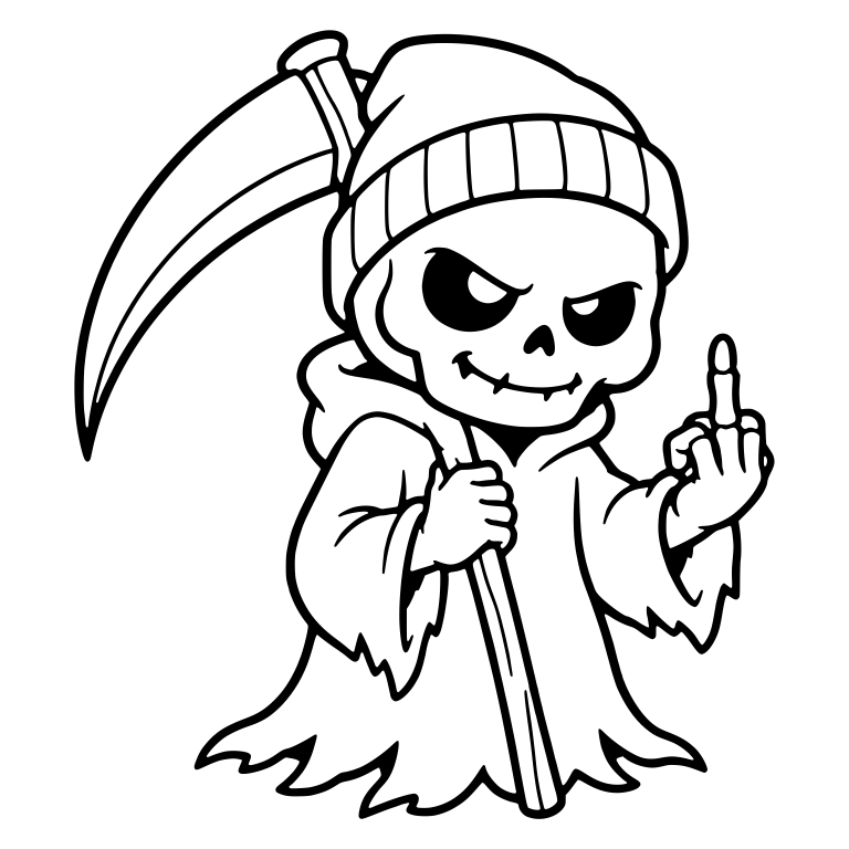 Beanie Reaper Giving the Middle Finger — free characters SVG cut file