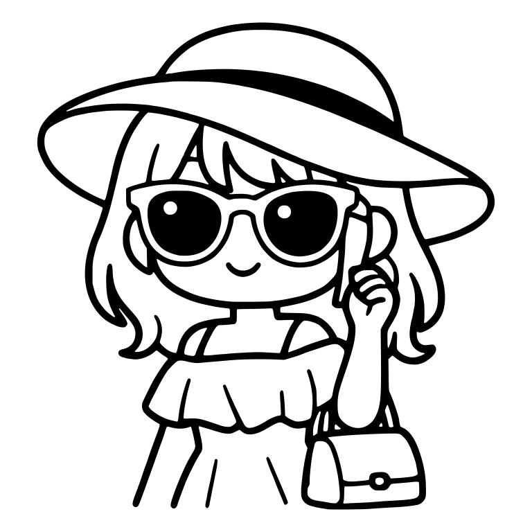Girl in Floppy Sun Hat and Sunglasses With Handbag — free characters SVG cut file