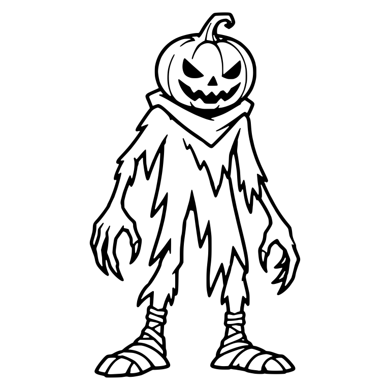 Pumpkin-Head in Tattered Robe With Bandaged Feet — free fantasy-creature SVG cut file
