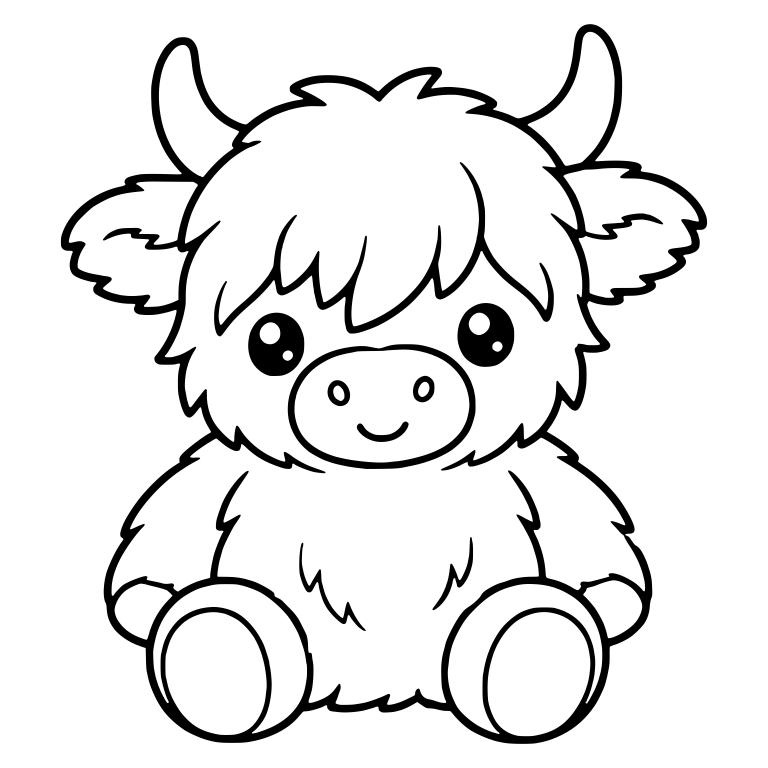 Sitting Highland Cow With Big Round Foot Soles — free animal SVG cut file