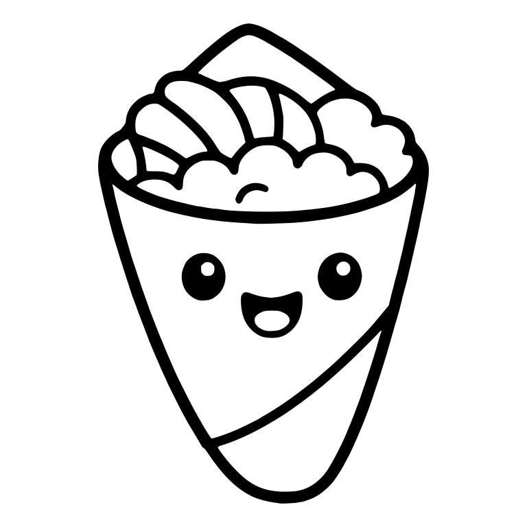 Hand Roll Cone With Salmon Slices and Fluffy Rice — free food SVG cut file