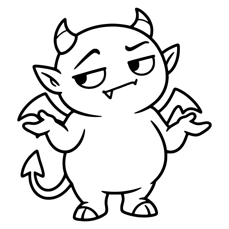 Shrugging Demon with Bat Wings and Skeptical Look — free fantasy-creature SVG cut file