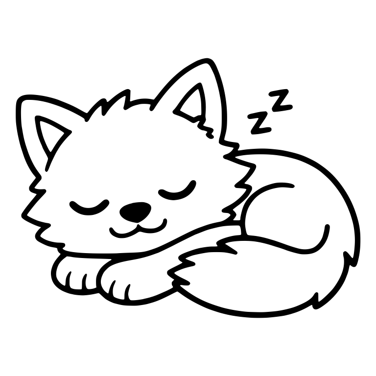 Sleeping Kawaii Wolf Pup With a Smile and Zzz — free animal SVG cut file