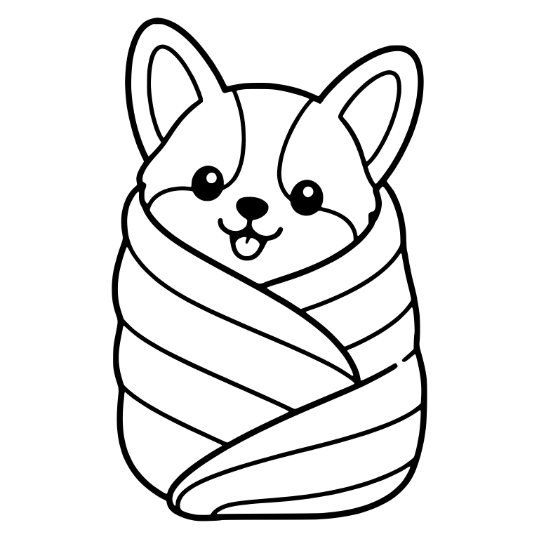 Swaddled Corgi Puppy Wrapped in Blanket — free animal SVG cut file