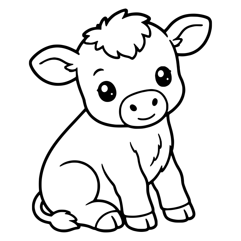 Sitting Calf Leaning to the Side With Tail Tuft — free animal SVG cut file