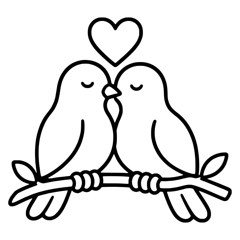 Kissing Doves on a Branch Under a Heart — free animal SVG cut file