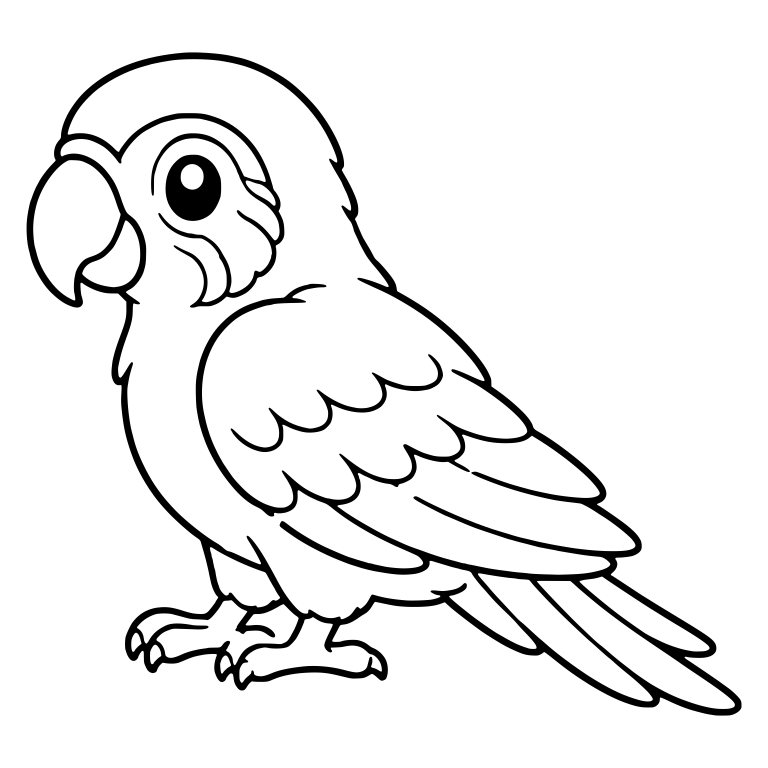 Side-View Macaw Standing with Long Tail and Cheek Lines — free animal SVG cut file