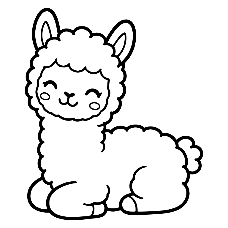 Resting Llama With Happy Closed Eyes and Rosy Cheeks — free animal SVG cut file