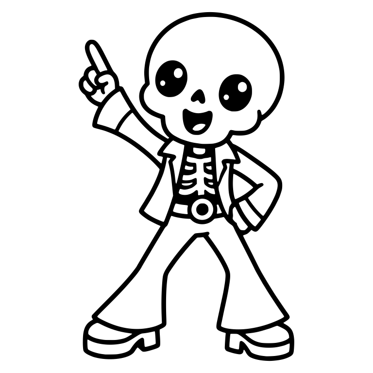 Disco Skeleton Pointing Up In Flared Pants — free skeleton SVG cut file