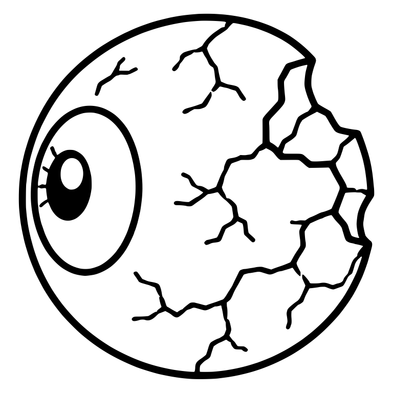 Side View Cracked Eyeball With Chipped Edge — free symbol SVG cut file