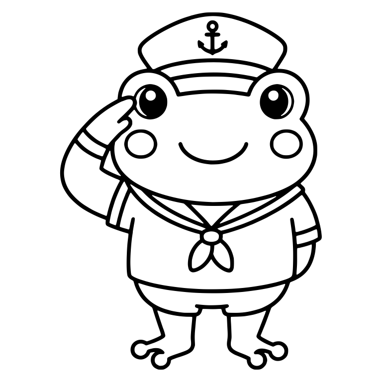 Sailor Frog Saluting in Cuffed Uniform and Shorts — free animal SVG cut file