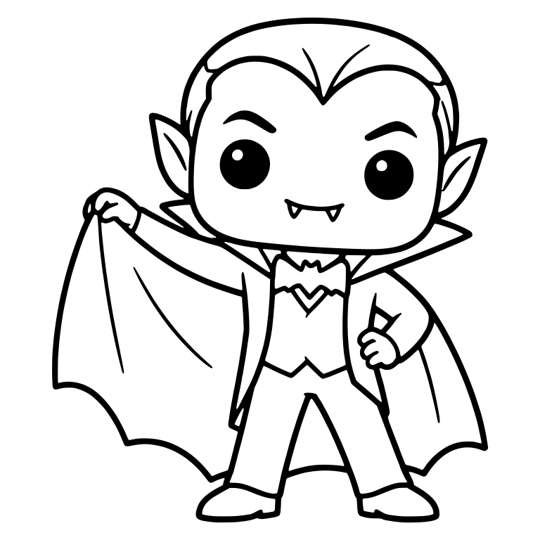 Chibi Vampire With Scalloped Cape And Hand On Hip — free fantasy-creature SVG cut file