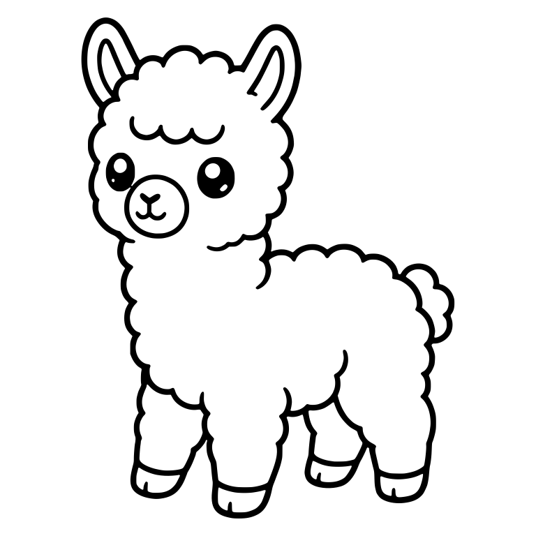 Standing Llama Looking Left With Shiny Eyes — free animal SVG cut file