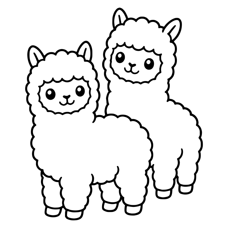 Two Alpacas Standing, One Behind the Other — free animal SVG cut file