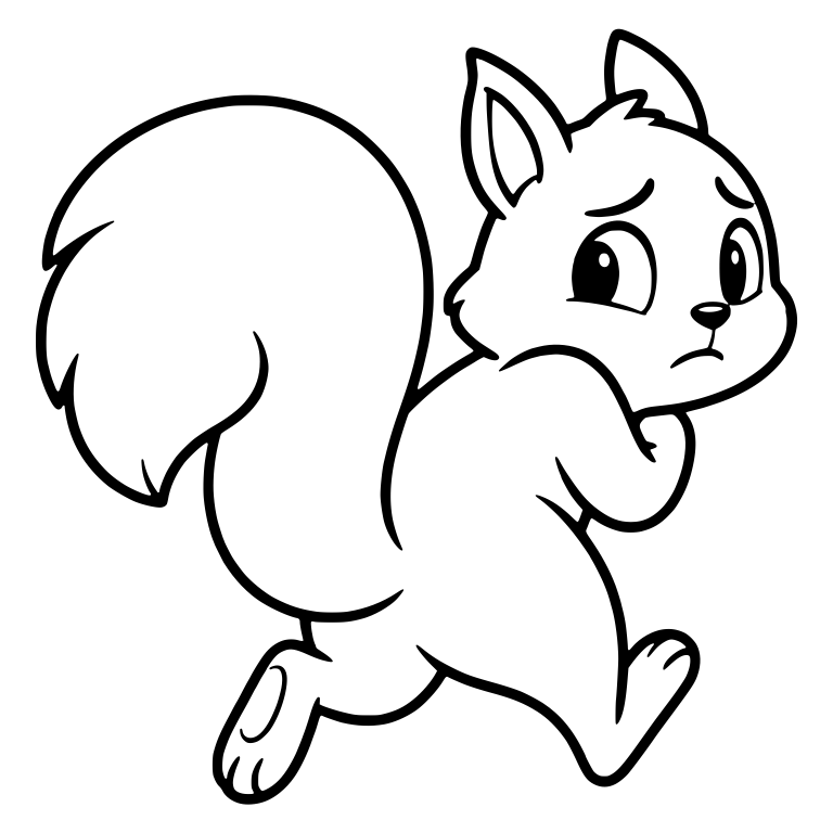 Worried Squirrel Running Hunched, Seen from Behind — free animal SVG cut file