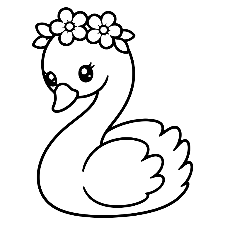 Swan With Two Blossoms and Leaves on Head — free animal SVG cut file