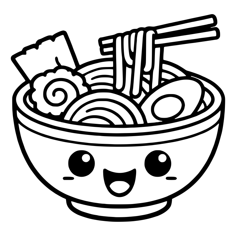 Blushing Ramen Bowl With Chopsticks and Nori Sheet — free food SVG cut file