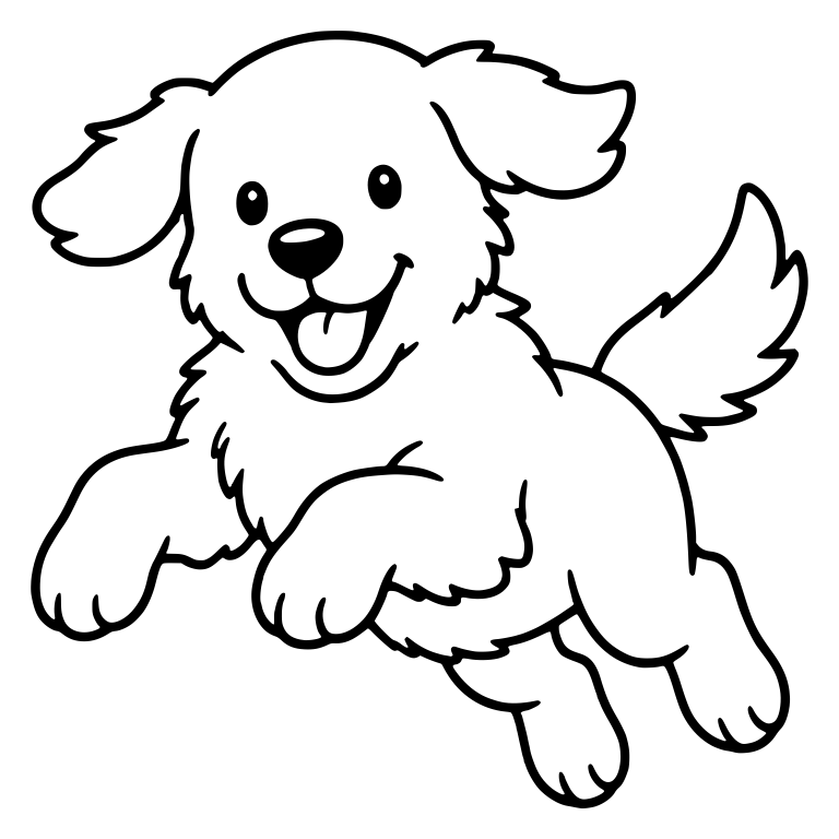 Golden Retriever Puppy Jumping With Ears Flapping — free animal SVG cut file