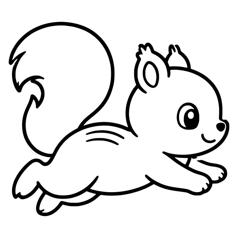 Leaping Squirrel With Back Fur Lines And Big Tail — free animal SVG cut file
