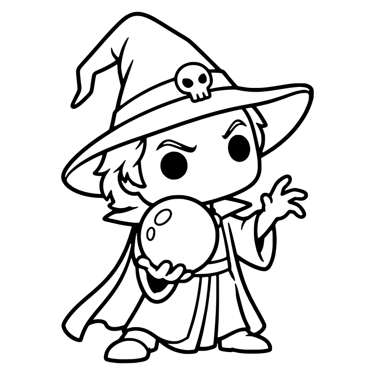 Young Wizard With Skull Hatband Holding a Crystal Ball — free characters SVG cut file