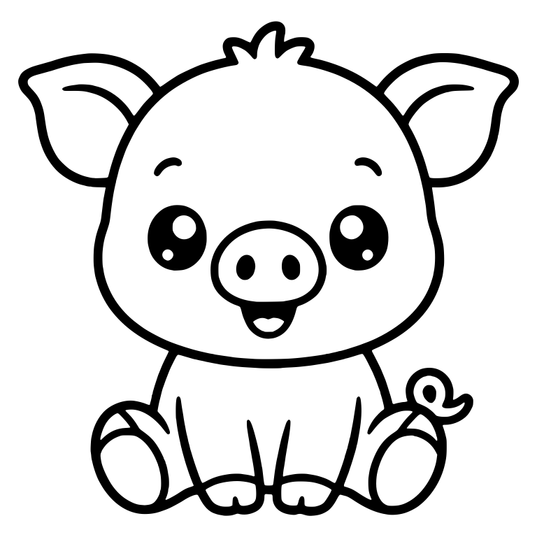 Sitting Piglet With Sparkly Eyes And Tiny Tail — free animal SVG cut file