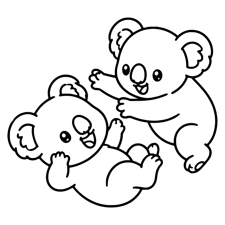 Koala Siblings Playing With One Lying On Its Back — free animal SVG cut file