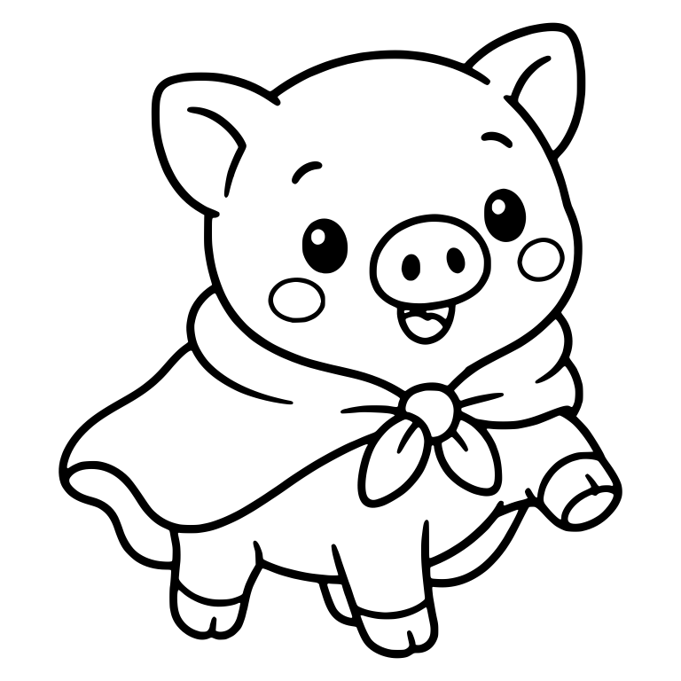 Pig in Knotted Shawl Walking With Paw Raised — free animal SVG cut file