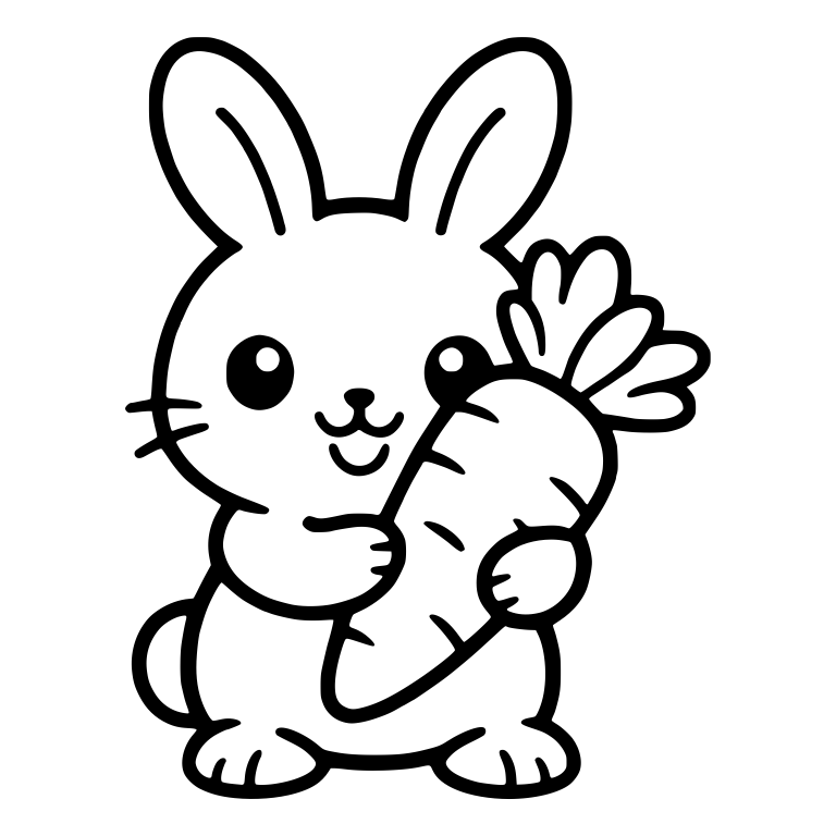 Standing Bunny Holding A Carrot With Feathery Leaves — free animal SVG cut file