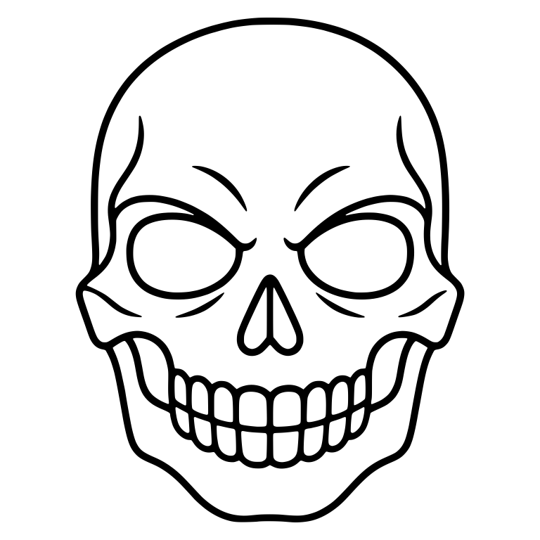 Skull With Angry Brow Lines and Full Teeth — free skeleton SVG cut file