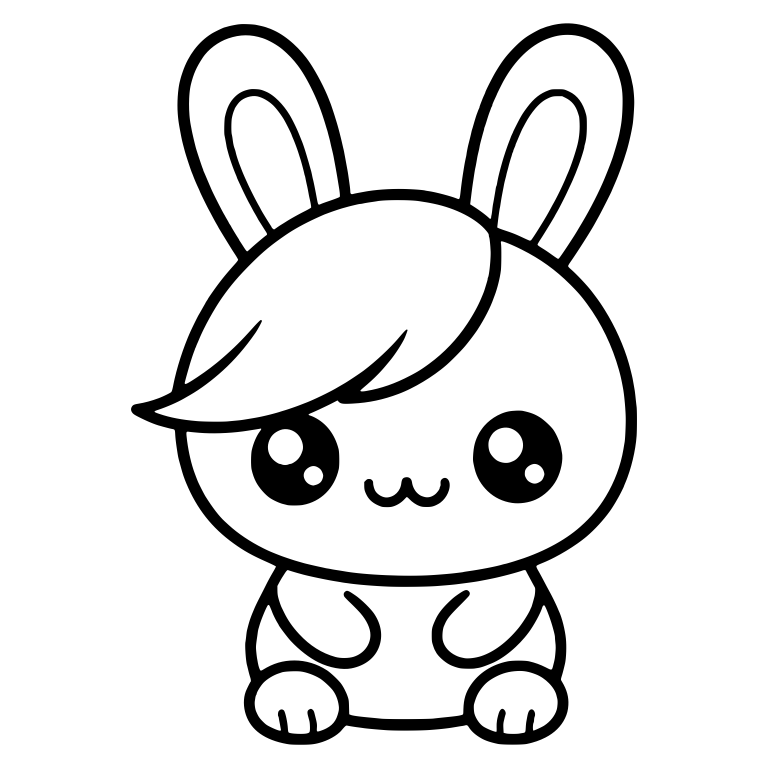 Bunny With Side Swept Bangs And Paws On The Ground — free animal SVG cut file