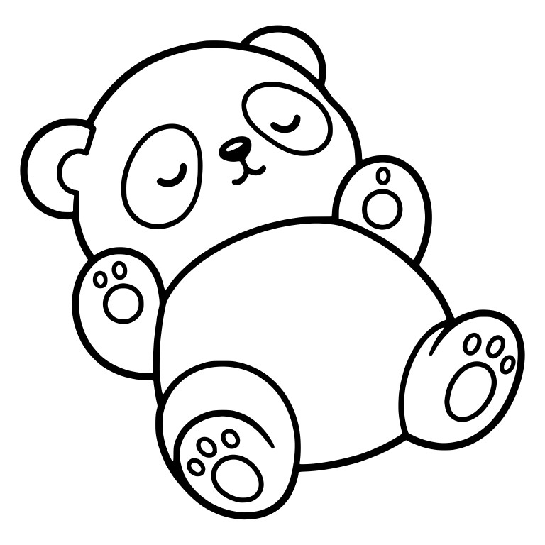 Sleepy Panda Cub Lying on Its Back With Paws Up — free animal SVG cut file