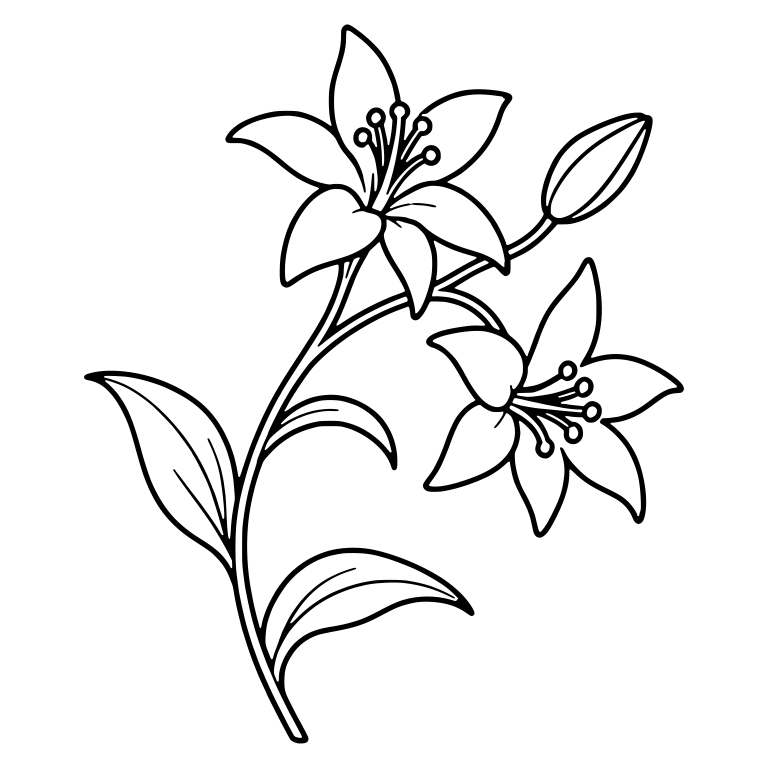 Toad Lily Branch With Two Flowers and a Bud — free floral SVG cut file
