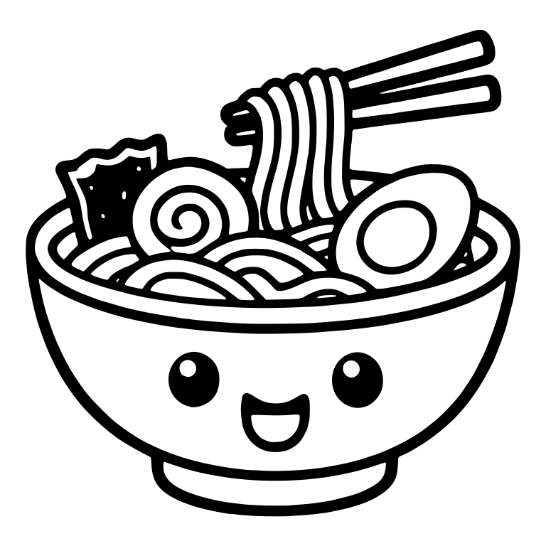 Ramen Bowl with Textured Nori, Swirl Fish Cake and Egg — free food SVG cut file