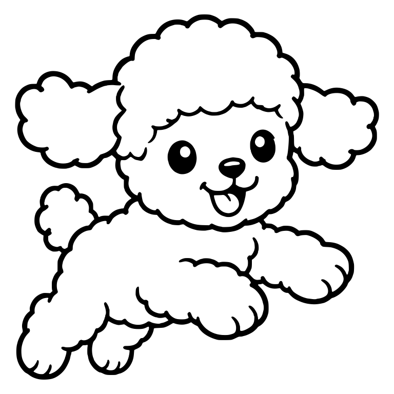Toy Poodle Puppy Leaping with Tongue Out — free animal SVG cut file
