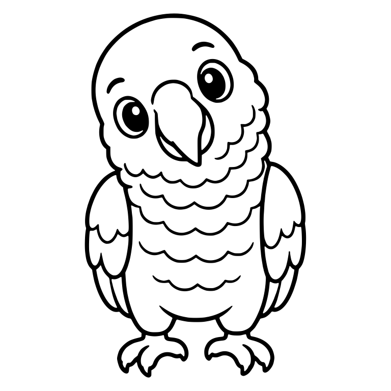 Standing Parrot With Wings at Sides and Head Tilt — free animal SVG cut file