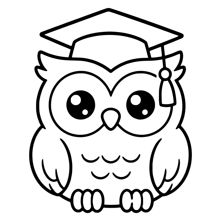 Front-Facing Owl in Graduation Cap with Side Tassel — free animal SVG cut file