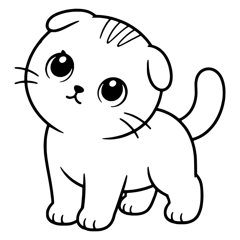Standing Folded Ear Kitten With Head Tilted Up — free animal SVG cut file