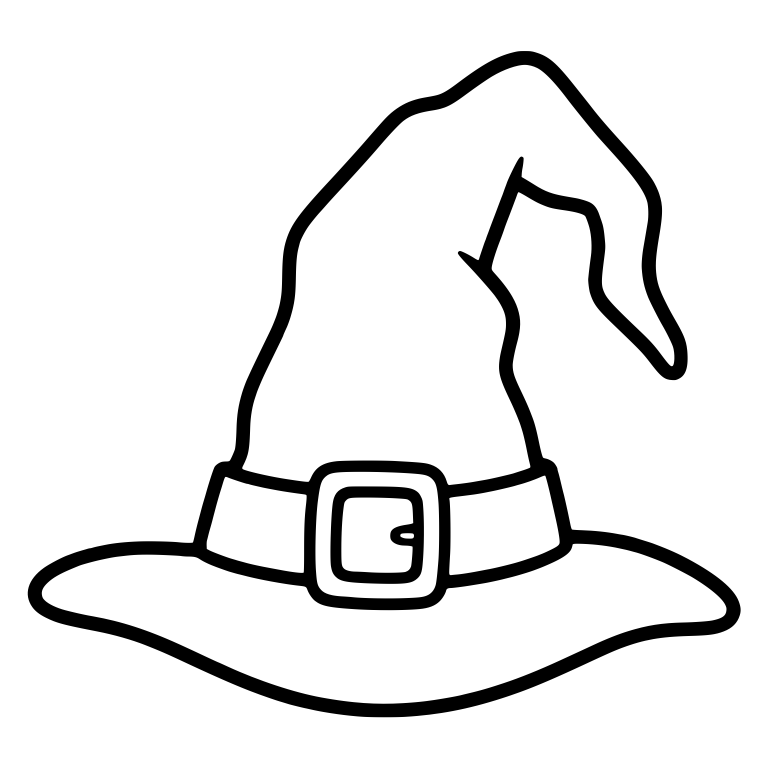 Floppy Witch Hat with Square Buckle and Curled Tip — free objects SVG cut file