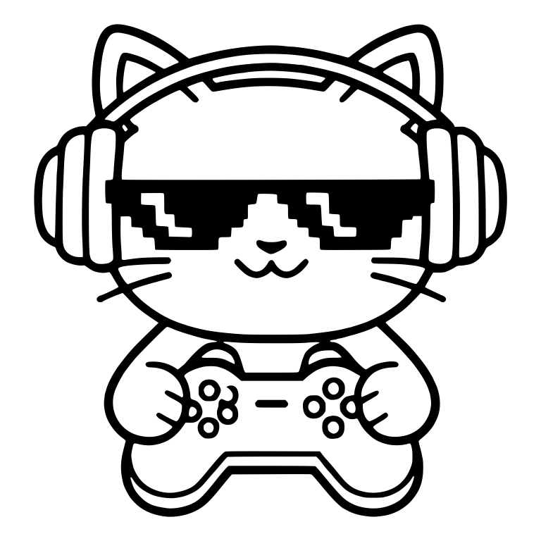Gamer Cat with Pixel Sunglasses and Headphones — free animal SVG cut file