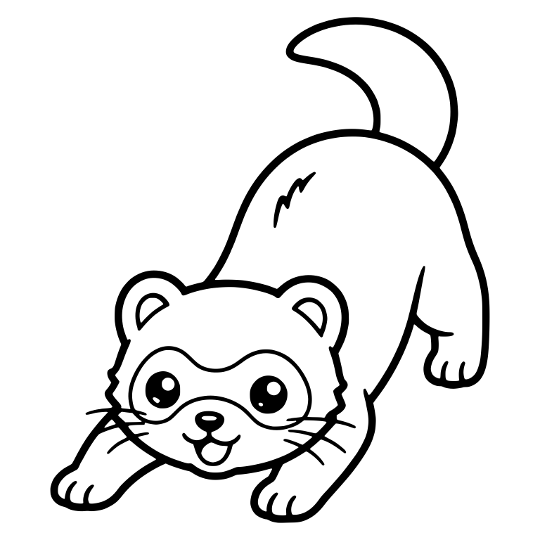 Kawaii Ferret Play Bow With Open Smile — free animal SVG cut file