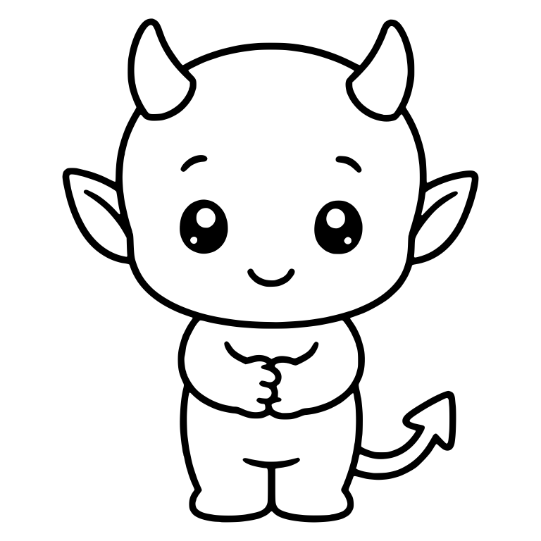 Smiling Baby Devil Standing With Hands Clasped in Front — free fantasy-creature SVG cut file