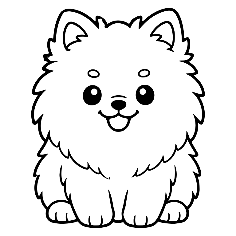 Sitting Pomeranian With Oval Eyebrow Marks — free animal SVG cut file